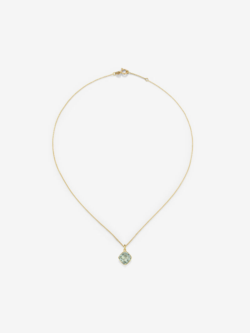 18K yellow gold pendant chain with green amethyst. image number 0