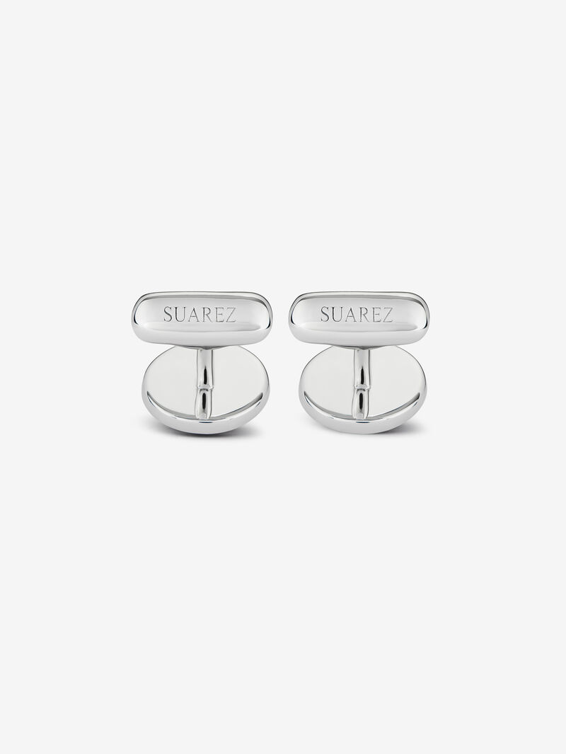 925 silver cufflinks with 2 onyx with a total of 4.24 cts and 48 brilliant-cut blue sapphires with a total of 0.68 cts image number 2