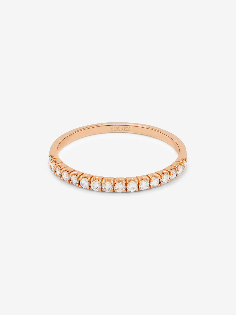 Half ring in 18K rose gold with 16 brilliant-cut diamonds with a total of 0.22 cts image number 2