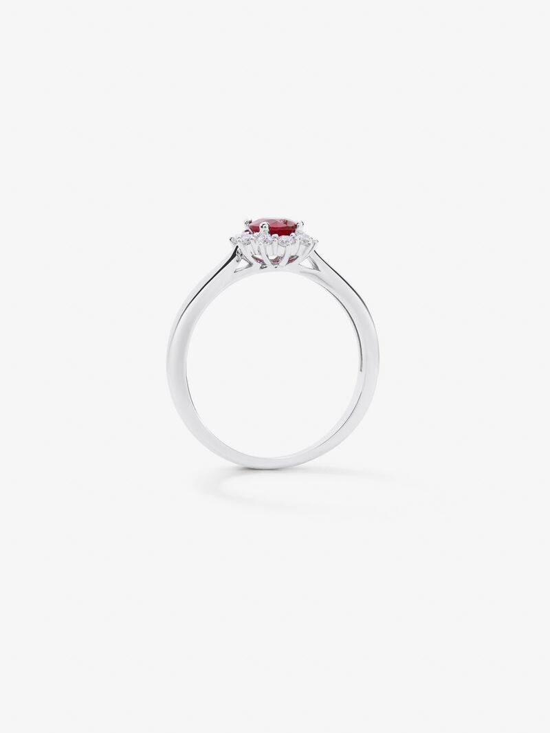 18K White Gold Ring with Red Vivid Ruba in 0.53 cts and white diamonds in bright 0.18 cts image number 4