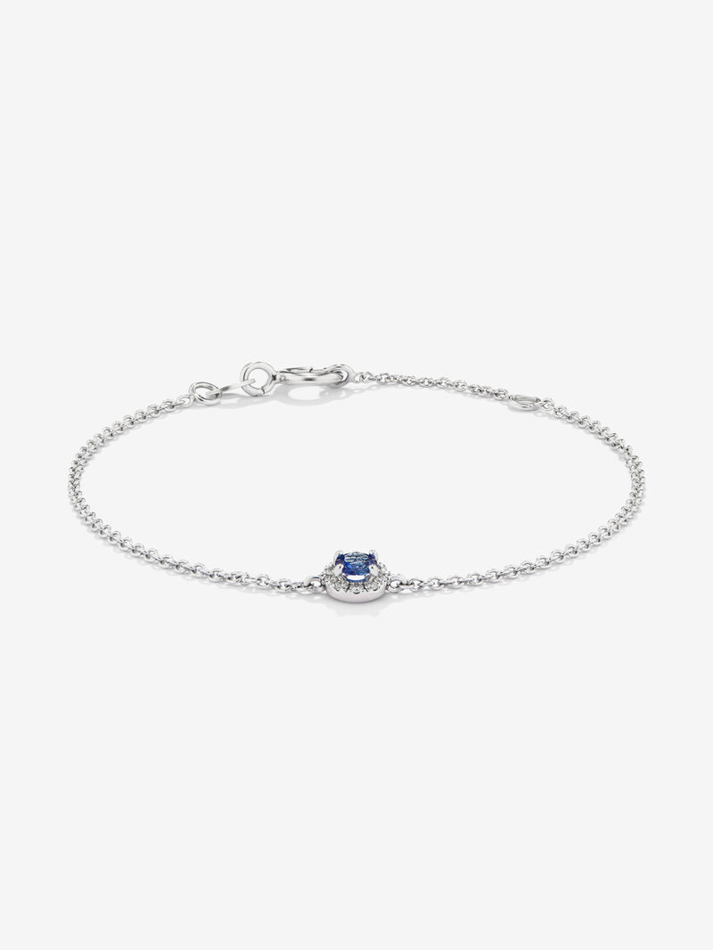 18K white gold bracelet with white diamonds in 0.06 cts and blue sapphire in a bright size of 0.25 cts image number 0