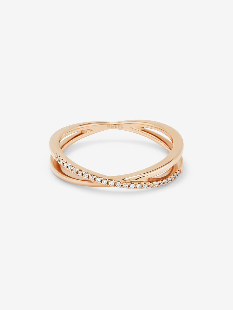 18K rose gold cross ring with 24 brilliant-cut white diamonds with a total of 0.07 cts image number 2