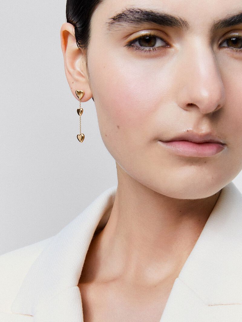 18K rose gold earrings with hearts image number 3