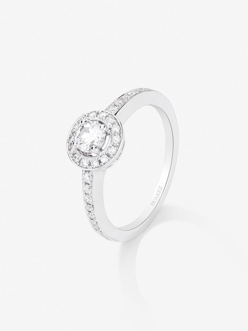 18kt White Gold Commitment Ring with 0.30cts Central Diamond image number 0
