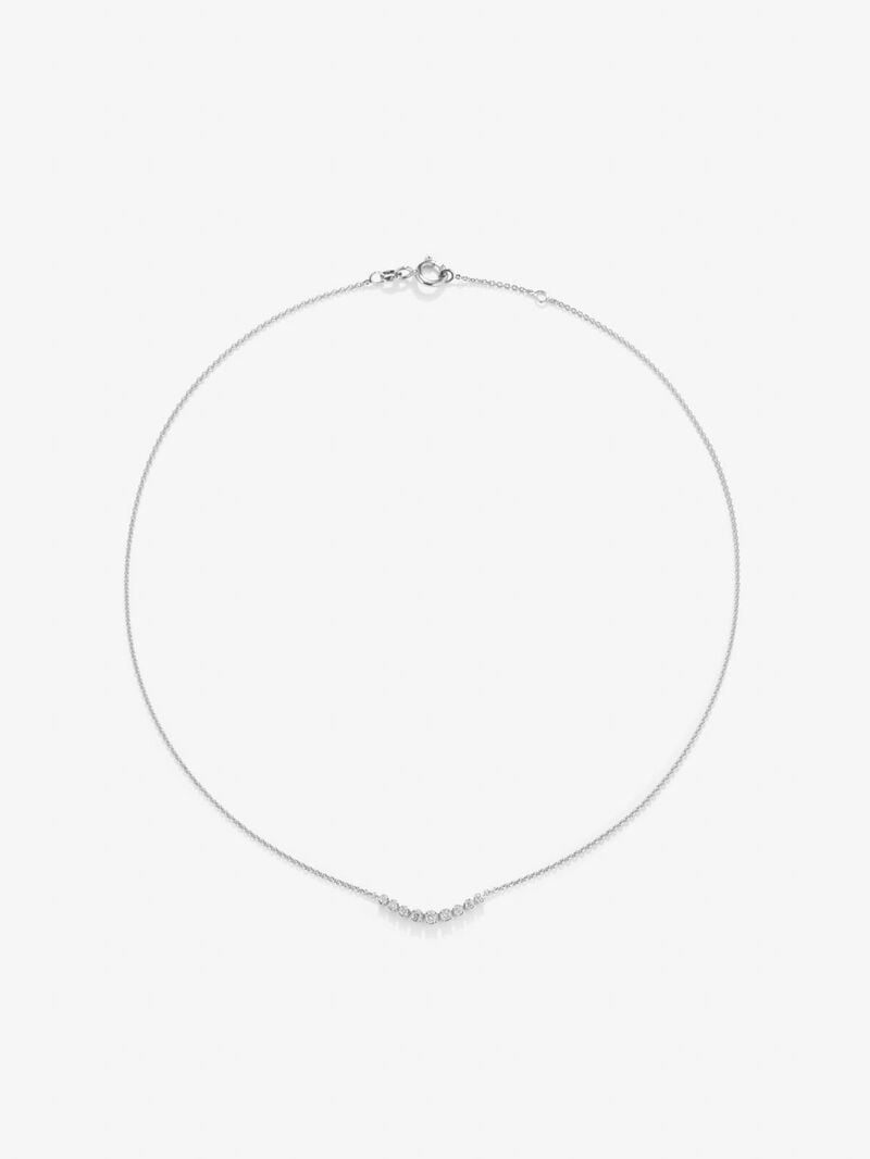 18K white gold necklace with 9 brilliant-cut diamonds with a total of 0.26 cts image number 0