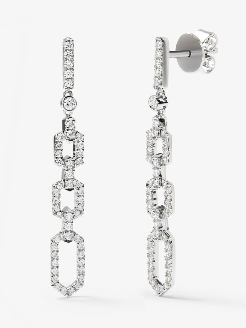 18K white gold earrings with 96 brilliant-cut diamonds with a total of 0.58 cts image number 0