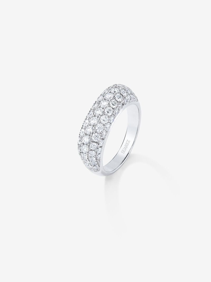 18K White Gold Ring with white diamond pavement in 1.6 cts bright size image number 0