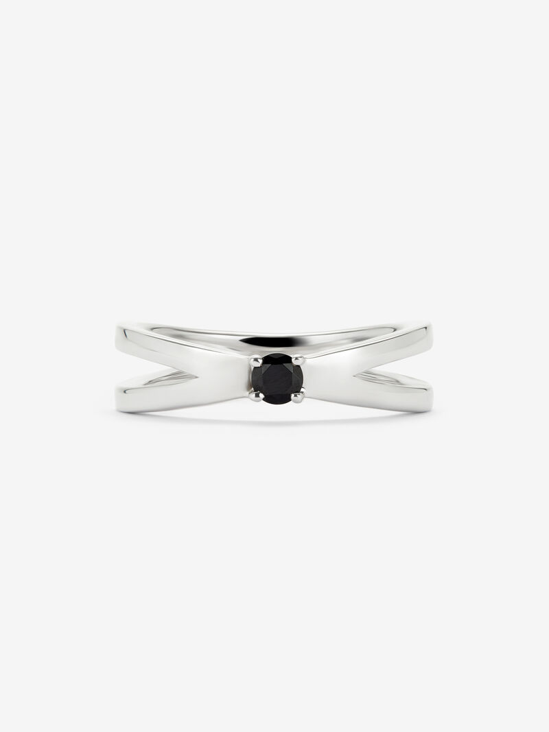 925 silver cross ring with brilliant cut black spinel image number 1