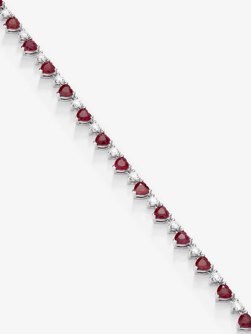 18K White Gold necklace with red ruby ​​with 15.34 cts and white diamonds in bright 3.36 CTS diamonds image number 2