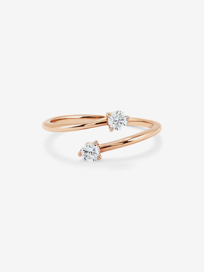You and me ring in 18K rose gold with 2 brilliant-cut diamonds with a total of 0.26 cts image number 2