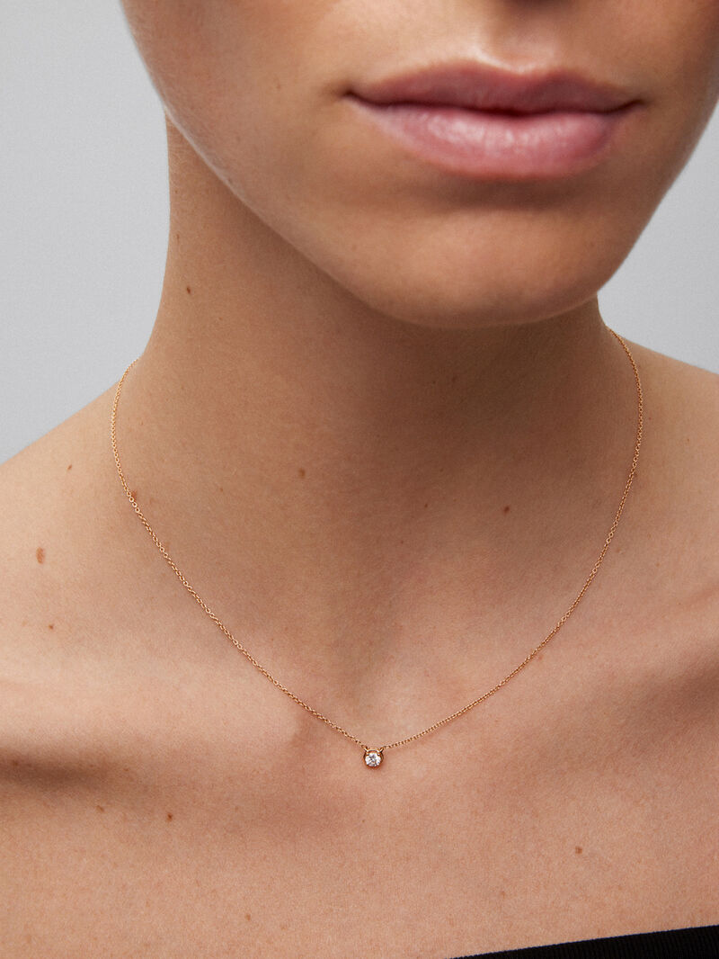 18K rose gold pendant with 0.15 ct brilliant cut diamond image number 1
