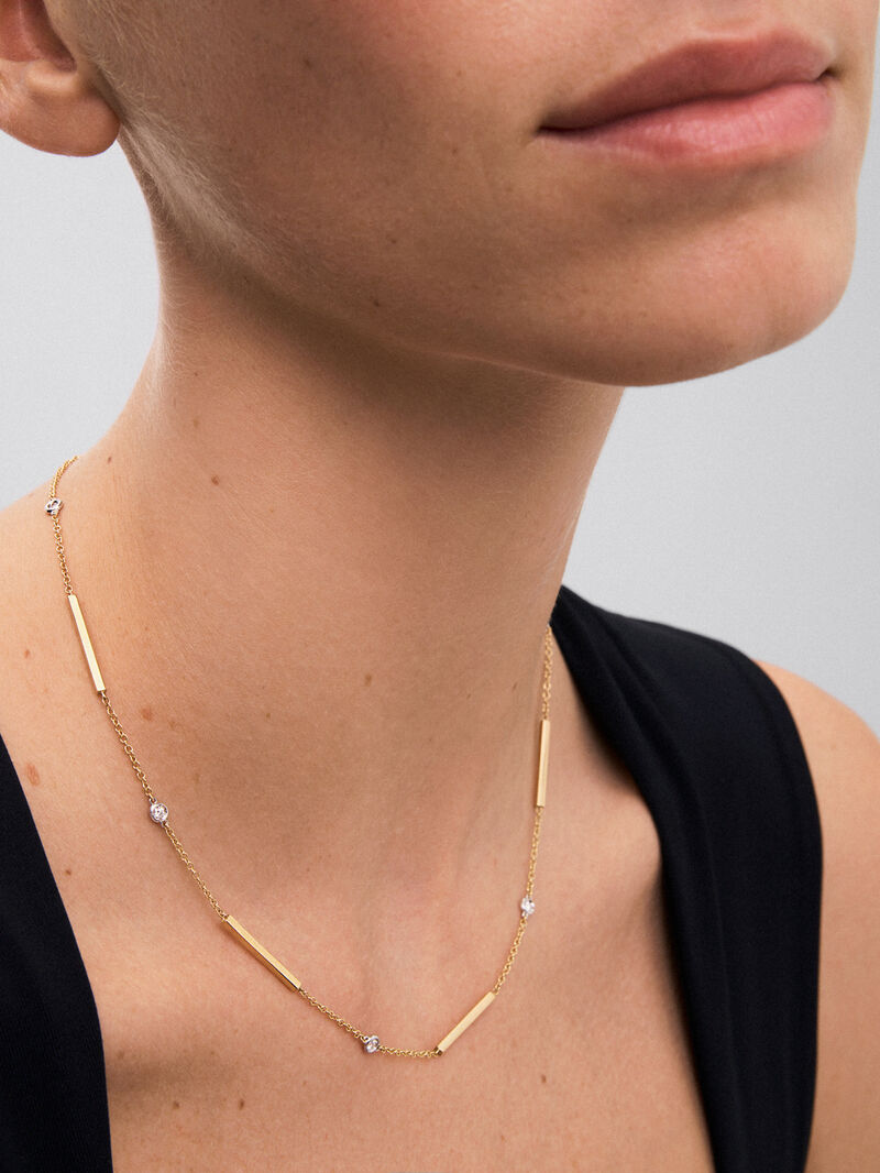 Pendant with 18K yellow gold bars and brilliant cut diamonds with a total of 0.17 cts image number 3