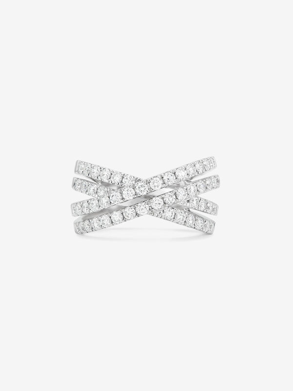 Anillo cruzado multibrazo de oro blanco de 18kt con diamantes, SO18029-OBD_V