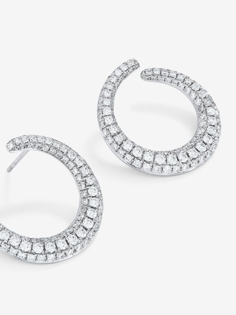 18K medium -gold open white ring earrings with diamonds in bright size 2,13 cts image number 4