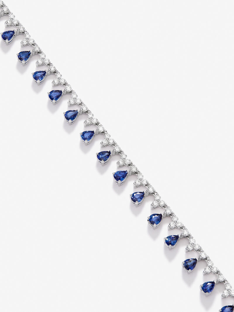 18K White Gold Rivière Collar with blue skews in 6.51 cts and white diamonds in 6.16 cts bright size image number 2