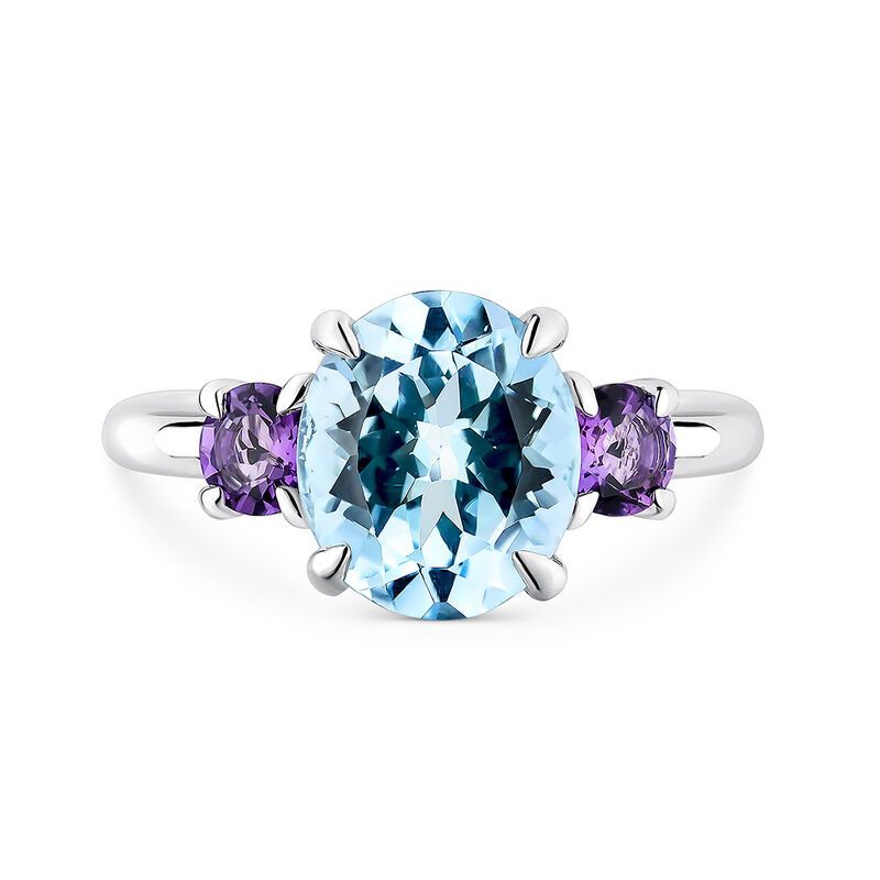 Silver ring with Sky topaz and purple amethyst, SO21012-AGSKYAM_V