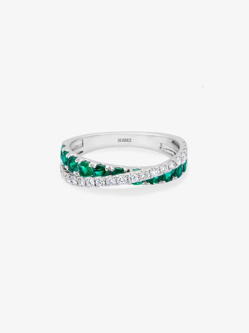 18K white gold cross ring with 12 brilliant-cut emeralds with a total of 0.62 cts and 20 brilliant-cut diamonds with a total of 0.2 cts image number 4