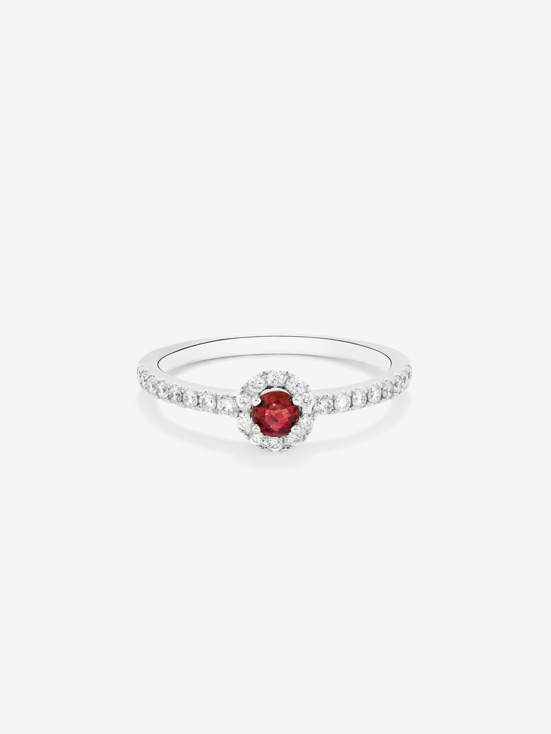 18K White Gold Ring with Ruby in Bright Size of 0.26 CTS and White Diamonds in Bright Size of 0.26 CTS image number 2