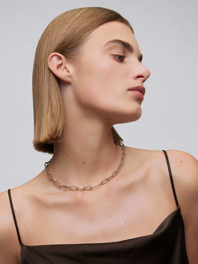 Medium link necklace of 18K yellow gold image number 1
