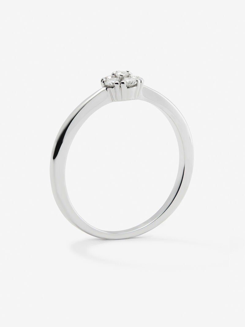 18K white gold ring with rosette of 6 brilliant-cut diamonds with a total of 0.17 cts image number 4