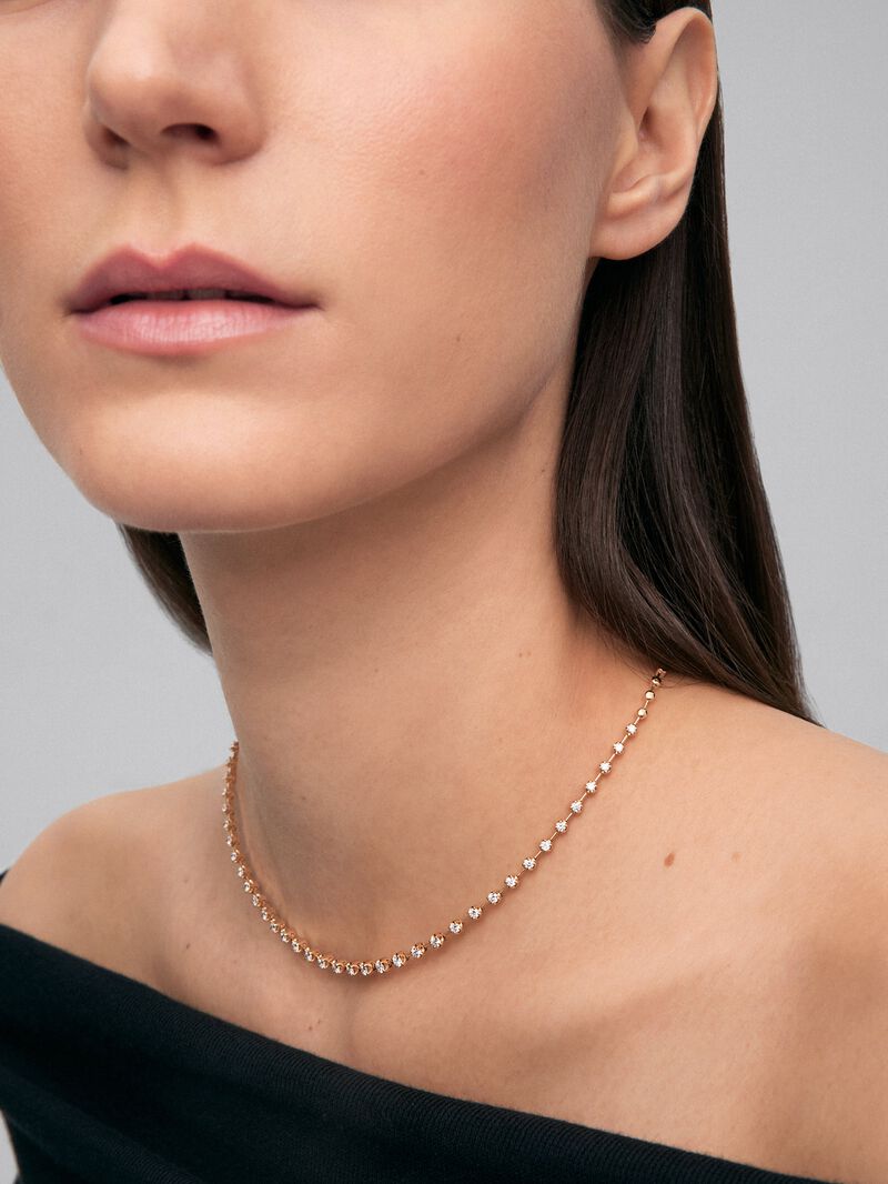 18K yellow gold necklace with 39 brilliant-cut diamonds with a total of 2 cts image number 3