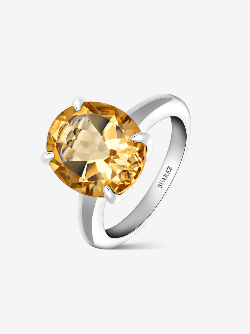 925 silver cocktail ring with oval cut citrine quartz image number 0