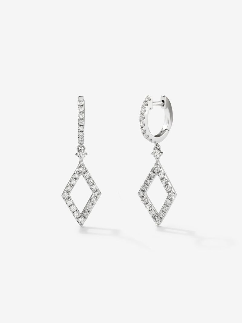 18kt White Gold Aro Earries with diamond rhombus image number 0