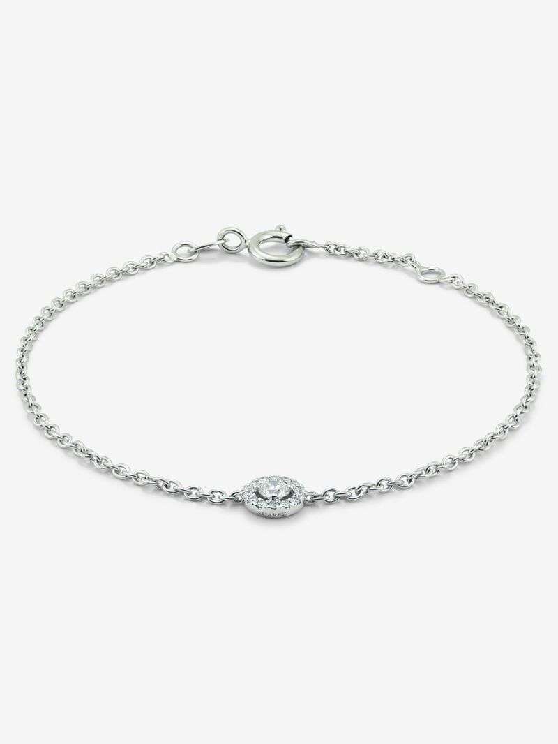 18K white gold bracelet with pave diamonds chain image number 0