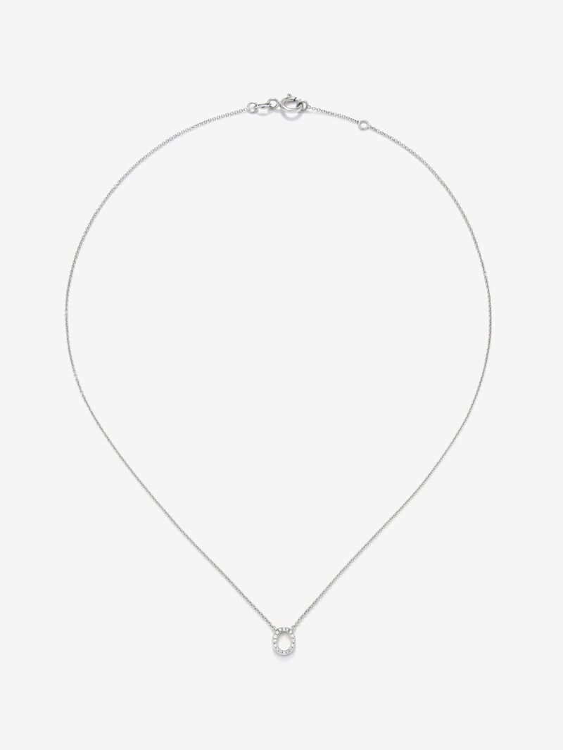 18K white gold pendant with letters and brilliant-cut white diamonds image number 0