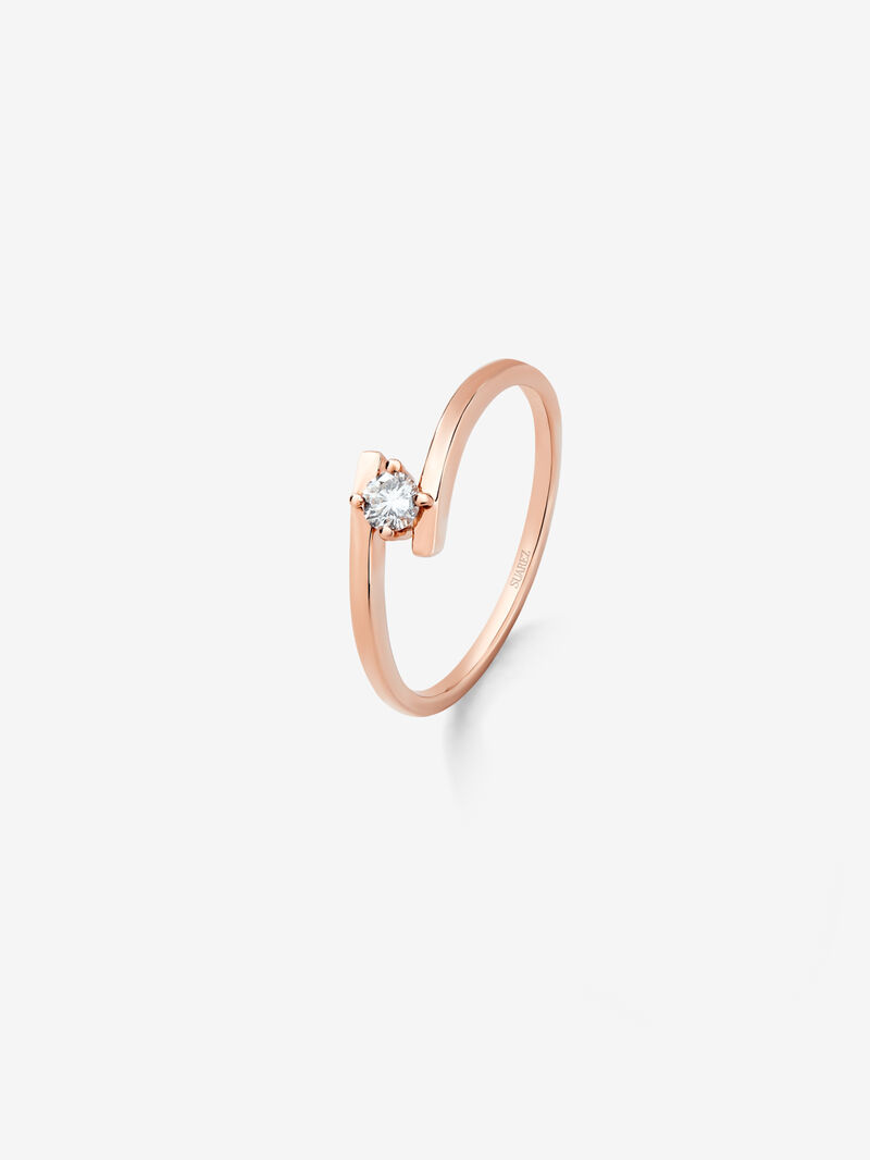 18K pink gold cross ring with diamond image number 0