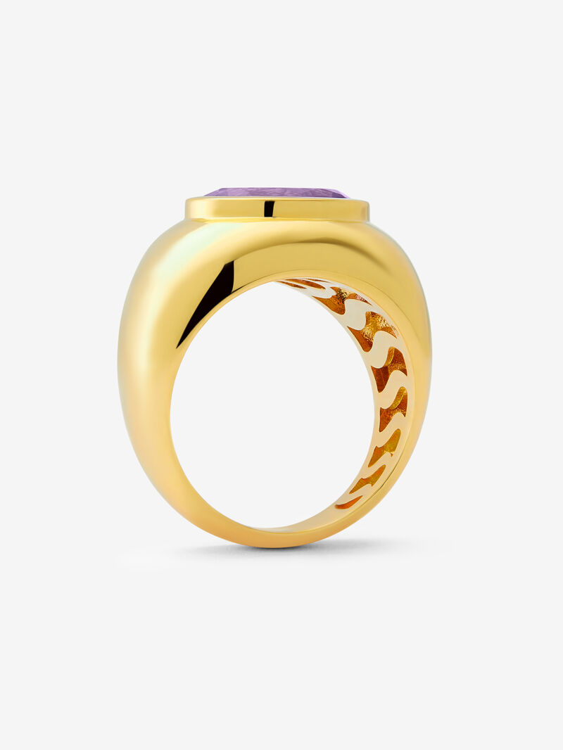 18K yellow gold ring with oval-cut purple amethyst image number 4