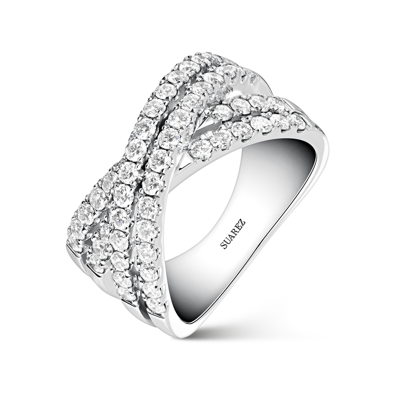 Anillo cruzado multibrazo de oro blanco de 18kt con diamantes, SO18029-OBD_V