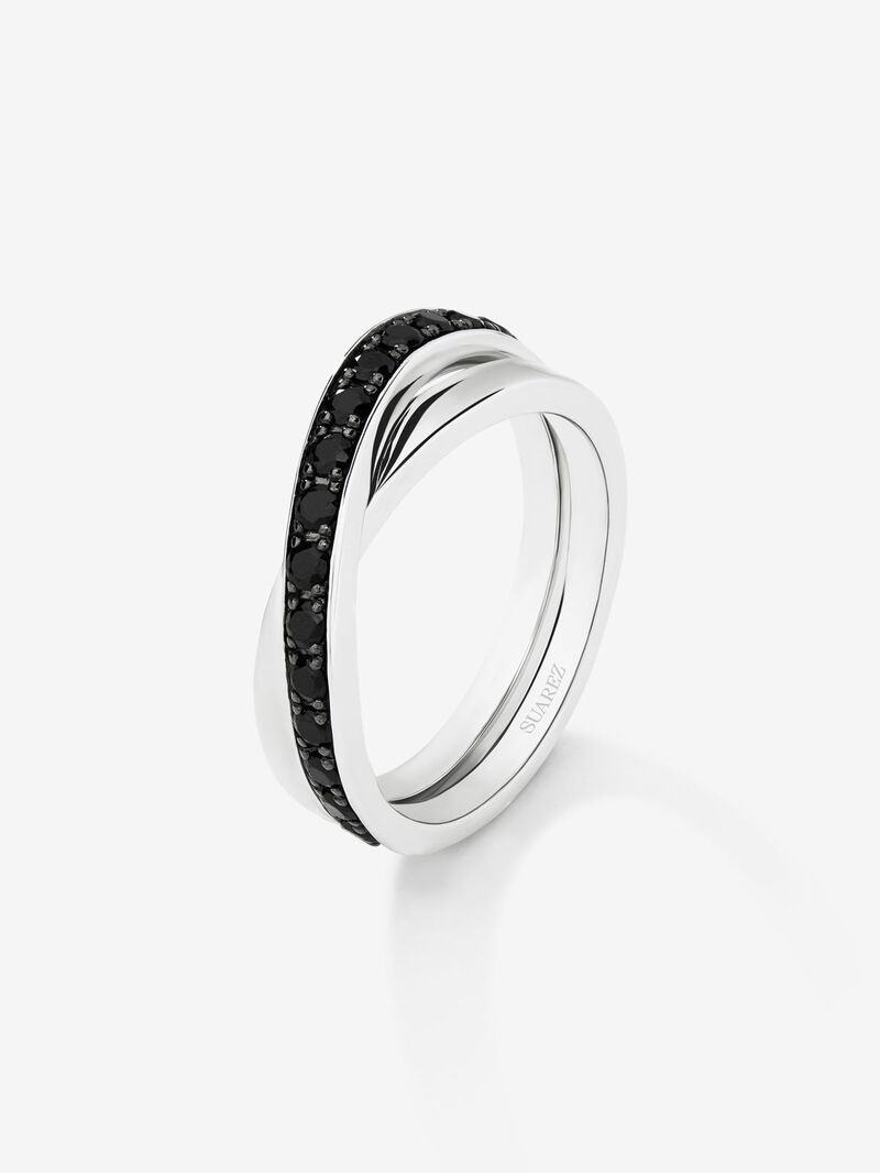 925 Silver Crossed Ring with Spinel Stones image number 0
