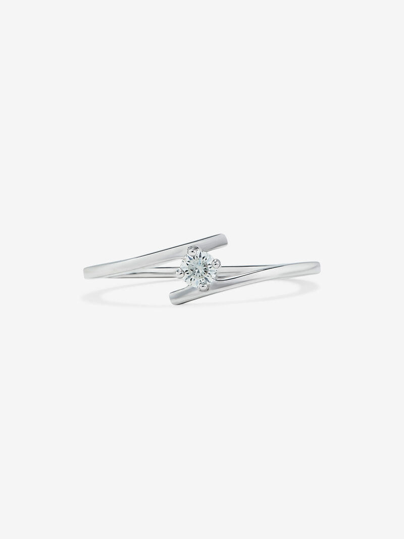 18K white gold solitaire ring with 0.1 ct brilliant cut diamond image number 2