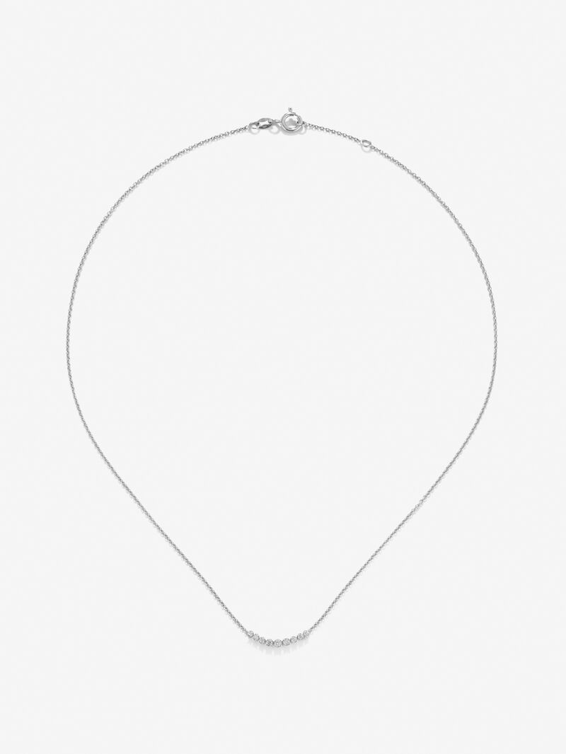 18K white gold necklace with 9 brilliant-cut diamonds with a total of 0.26 cts image number 0