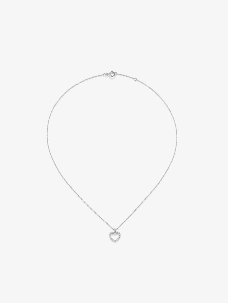 18kt white gold heart pendant with 0.22cts diamonds image number 0