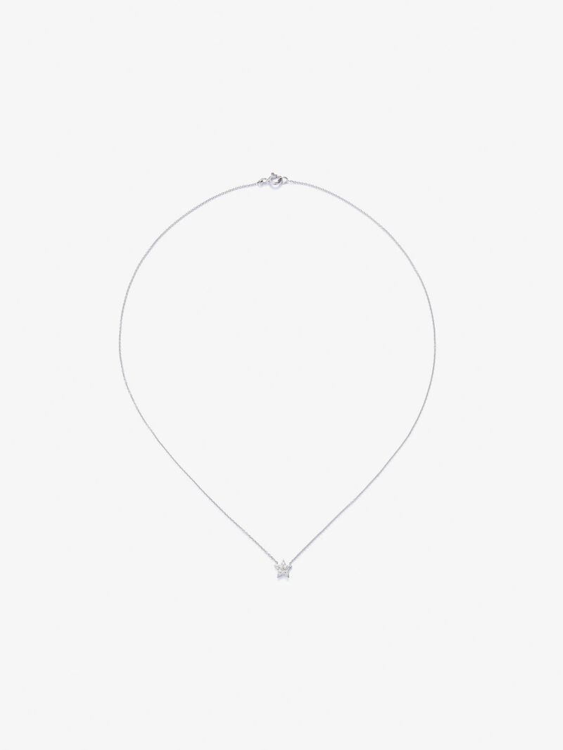 18K White Gold Star Pendant with Pave Diamonds Chain image number 0