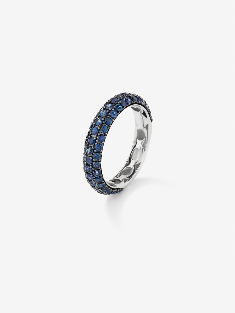 925 Silver ring band with sapphires image number 1