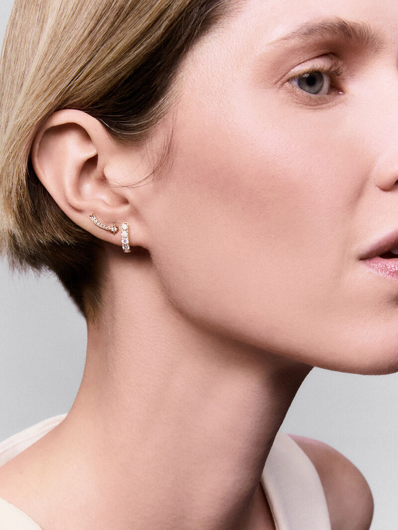 Individual left climber shooting star earring in 18K rose gold with diamonds image number 3