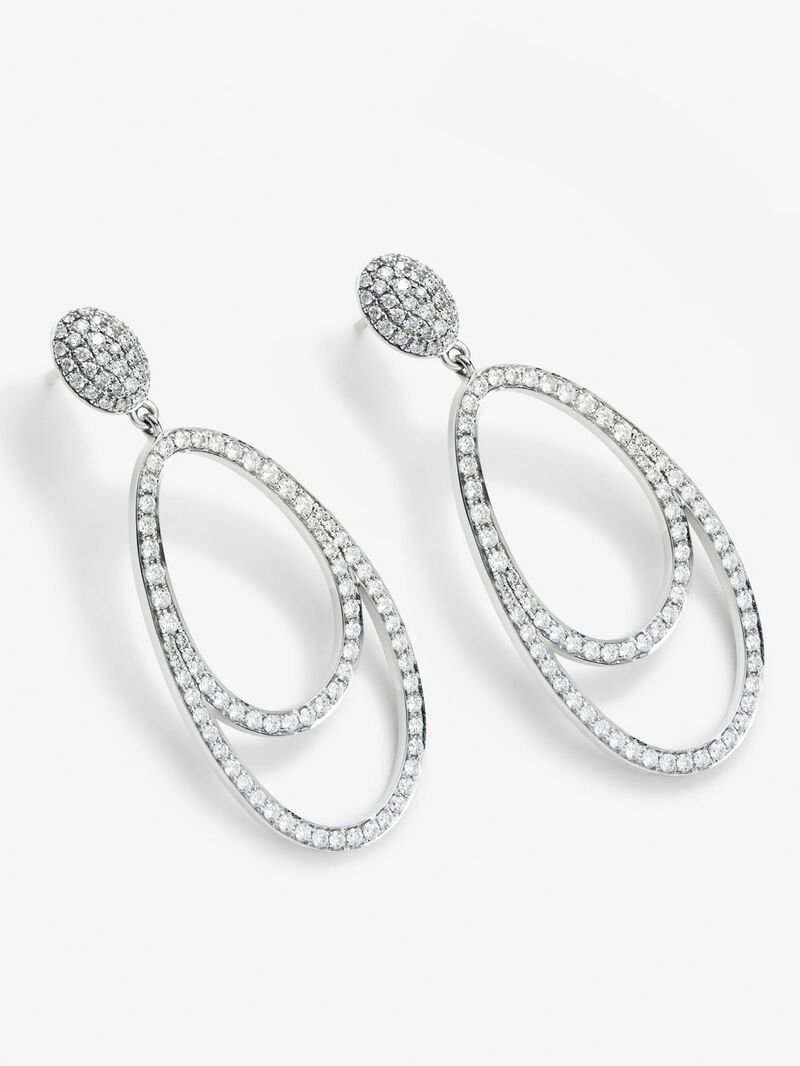 18K white gold earrings with 210 brilliant-cut diamonds with a total of 1.75 cts image number 2