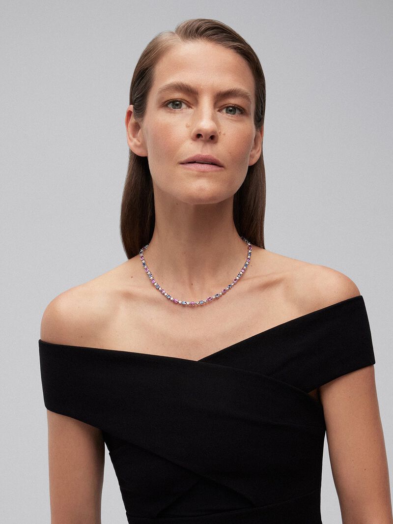 18K White Gold Rivière Collar with Azules Blue Saids in 7.54 cts, 14.88 cts and white diamonds in 6,16 cts image number 3