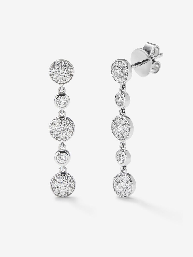 18K white gold earrings with 10 brilliant-cut diamonds of 0.7 cts image number 0