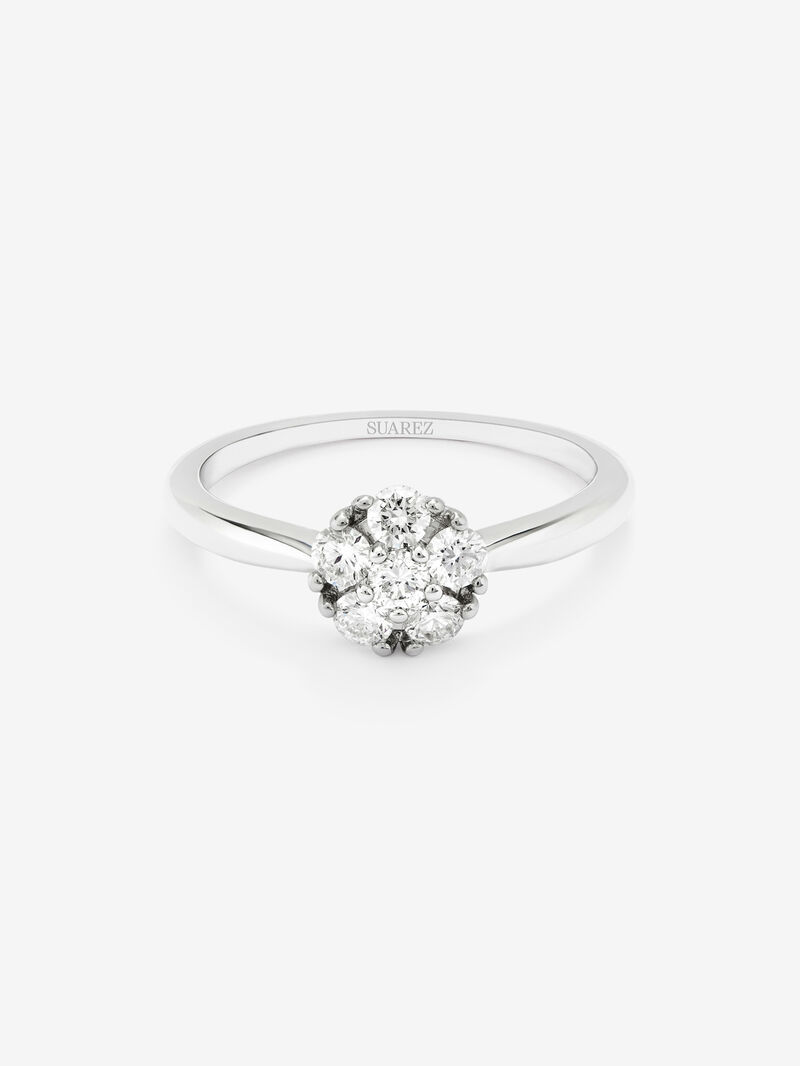 18K white gold ring with a border of 6 brilliant-cut diamonds with a total of 0.4 cts image number 2