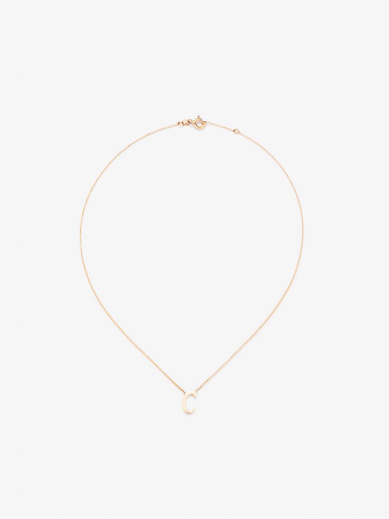 18K Rose Gold Pendant Chain with Initial C image number 0