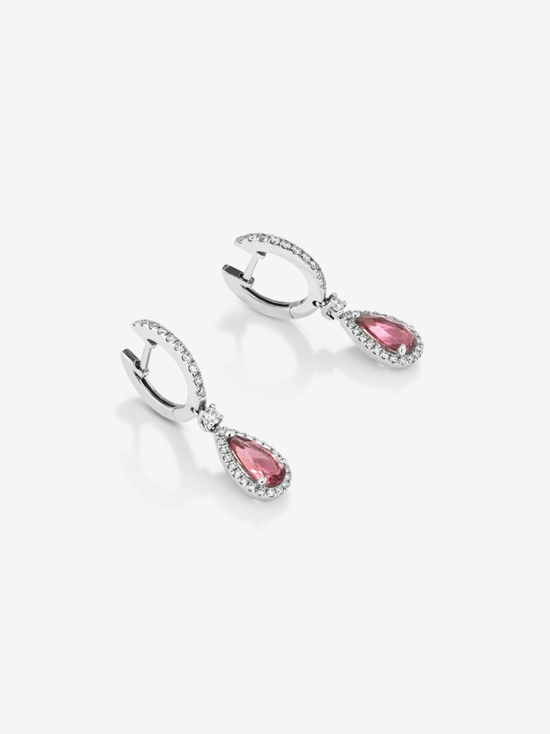 White gold earrings with diamonds and turmalines image number 2