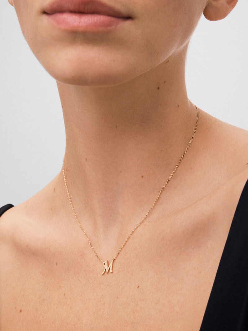 18K rose gold pendant with letter M image number 3