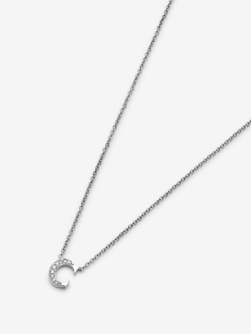18K white gold pendant with letter C and 9 brilliant-cut diamonds with a total of 0.023 cts image number 2
