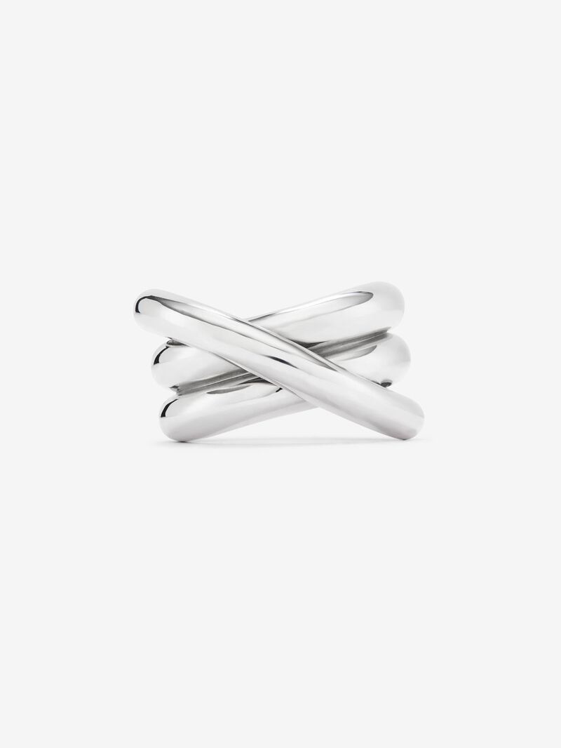Triple-arm wide plain ring made from 925 silver image number 2