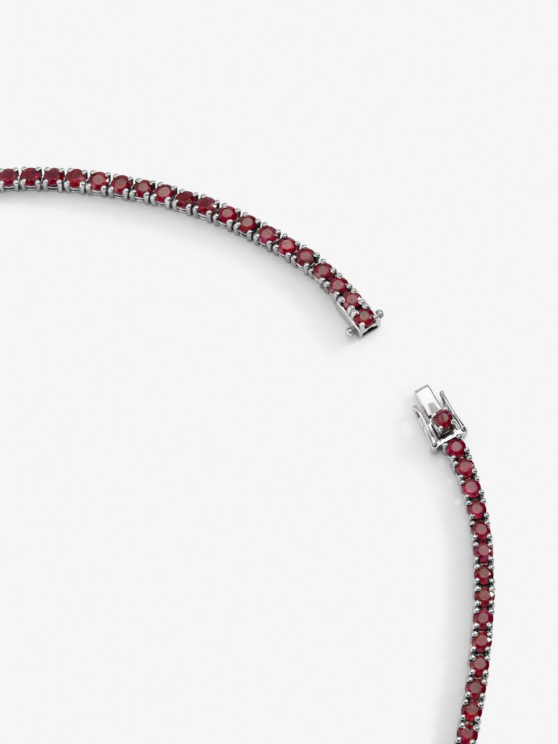 18K white gold necklace with red ruby ​​blod in 5,04 cts oval size, red ruby ​​in 13 cts and white diamonds in bright size of 1.11 cts image number 4