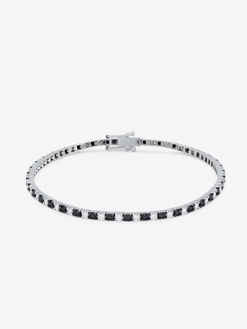18K White Gold Riviere bracelet with black diamond and white diamond image number 0